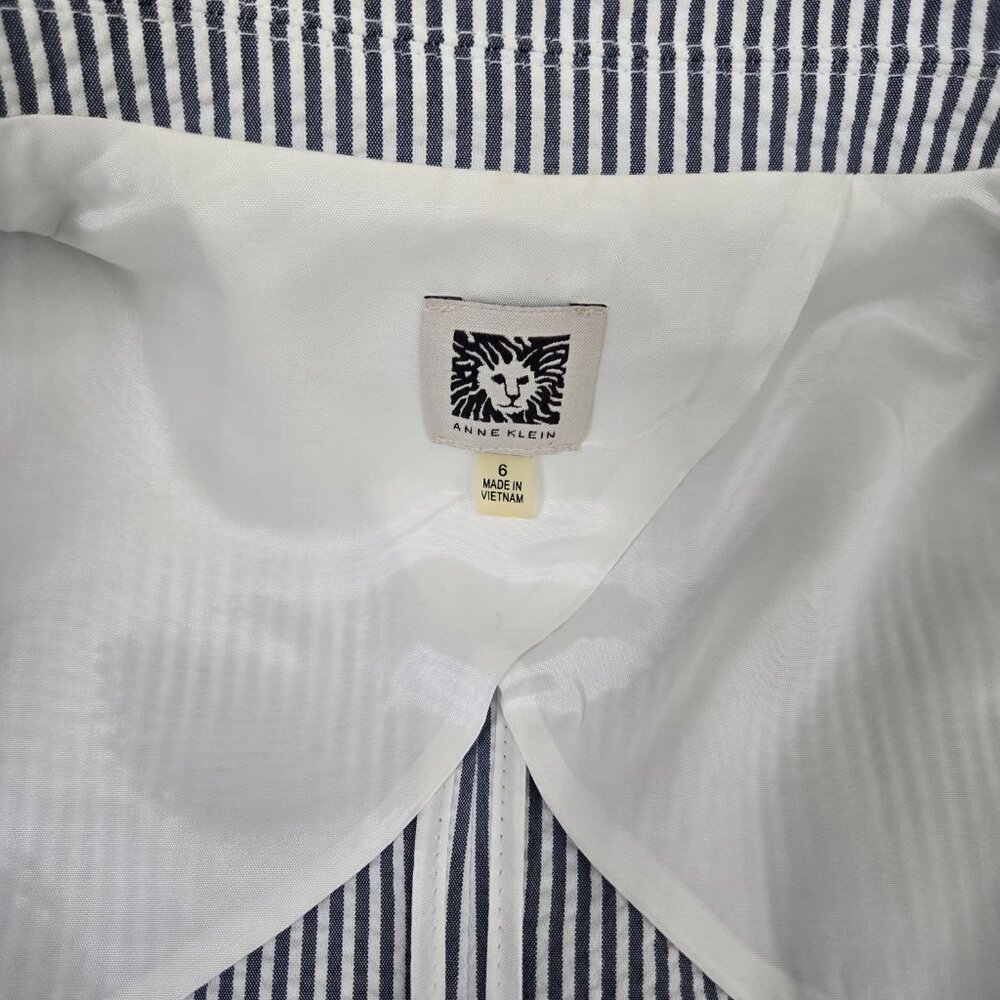 Classic Calvin Klein Blue White Seersucker Jacket 6 Lightweight Pockets Like New - Picture 7 of 12